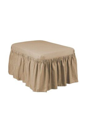 SureFit Duck Ottoman Slipcover in Tan Sure Fit Footstool Cover